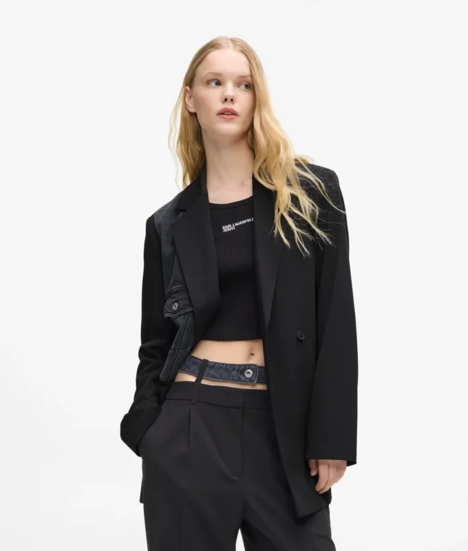 Blazer mit Denim-Einsatz Blazer mit Denim-Einsatz
