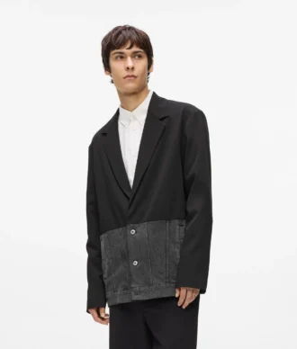 Blazer mit Denim-Einsatz