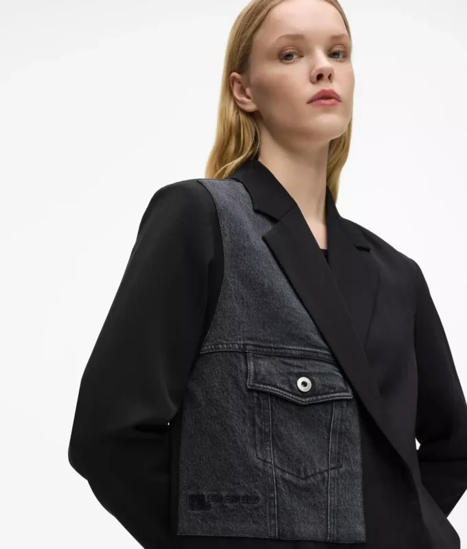 Blazer mit Denim-Einsatz Blazer mit Denim-Einsatz