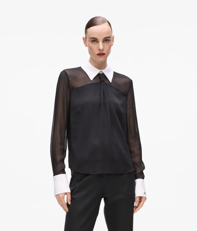 Bluse mit Krawattendetail Bluse mit Krawattendetail