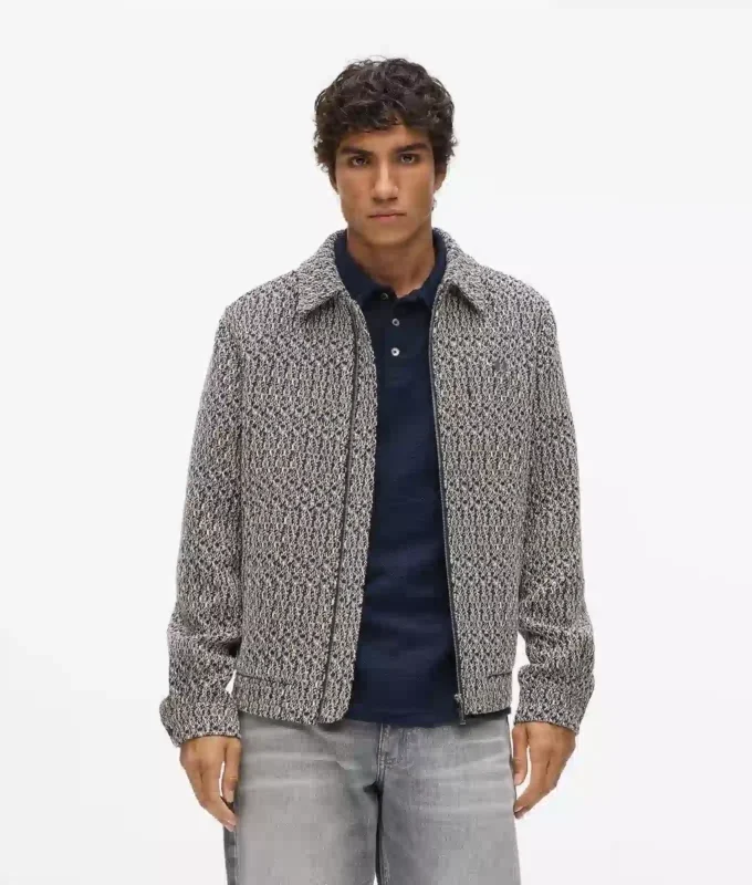 Bouclé-Tweedjacke mit Reißverschluss