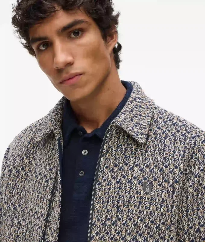Bouclé-Tweedjacke mit Reißverschluss