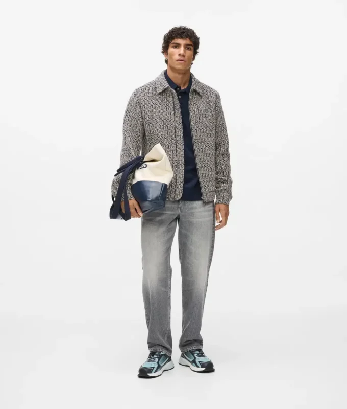 Bouclé-Tweedjacke mit Reißverschluss