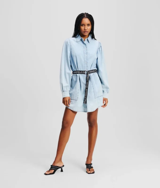 DENIM-SHIRTKLEID MIT PUFFÄRMEN DENIM-SHIRTKLEID MIT PUFFÄRMEN