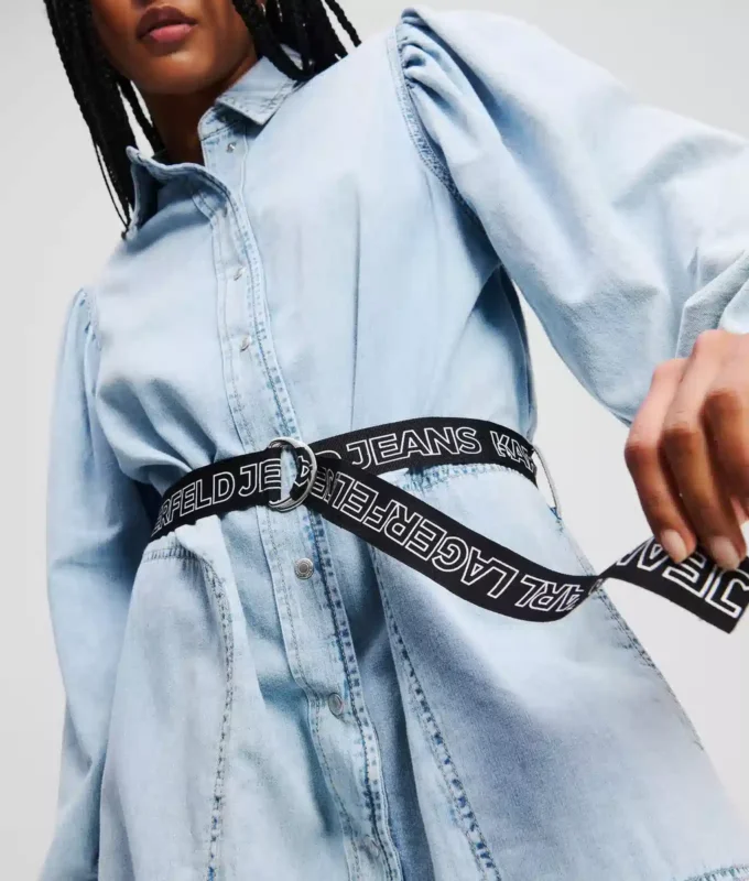 DENIM-SHIRTKLEID MIT PUFFÄRMEN DENIM-SHIRTKLEID MIT PUFFÄRMEN