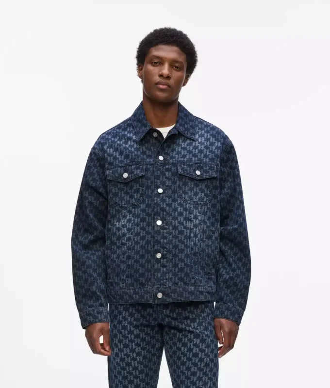 Denimjacke mit durchgehendem Monogramm-Print