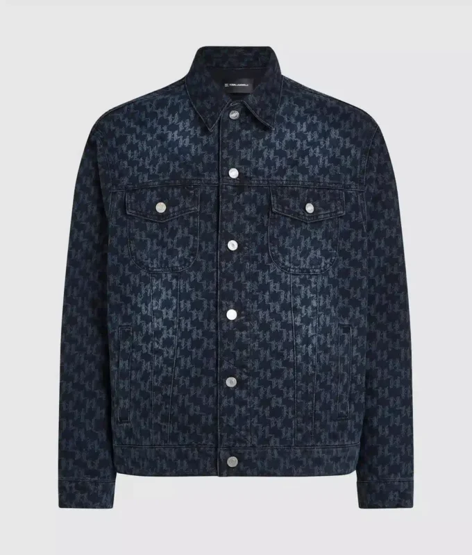 Denimjacke mit durchgehendem Monogramm-Print