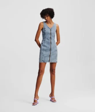 DENIMKLEID MIT V-AUSSCHNITT