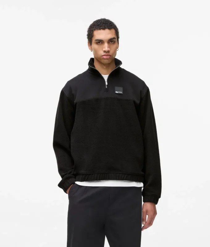 Fleece-Sweatshirt mit halbem Reißverschluss Fleece-Sweatshirt mit halbem Reißverschluss