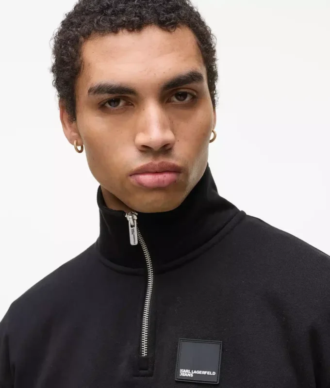 Fleece-Sweatshirt mit halbem Reißverschluss Fleece-Sweatshirt mit halbem Reißverschluss