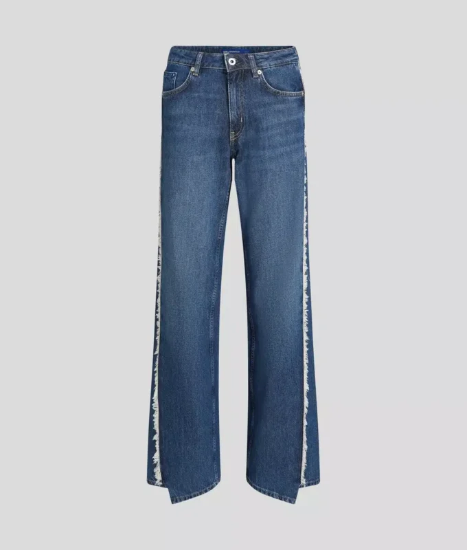 FRANSENVERZIERTE RELAXED-JEANS MIT MITTLERER TAILLE