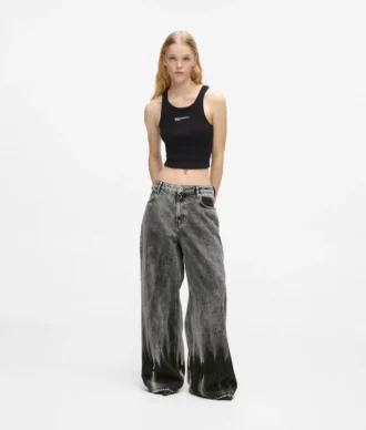 Gebleichte Low-Rise-Jeans mit weitem Bein