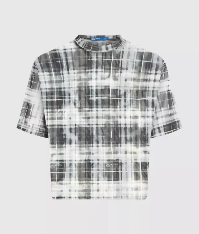 Gekreuztes Mesh-T-Shirt