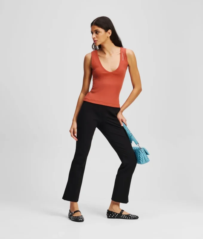 GERIFFELTES TANKTOP MIT V-AUSSCHNITT