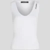 GERIFFELTES TANKTOP MIT V-AUSSCHNITT