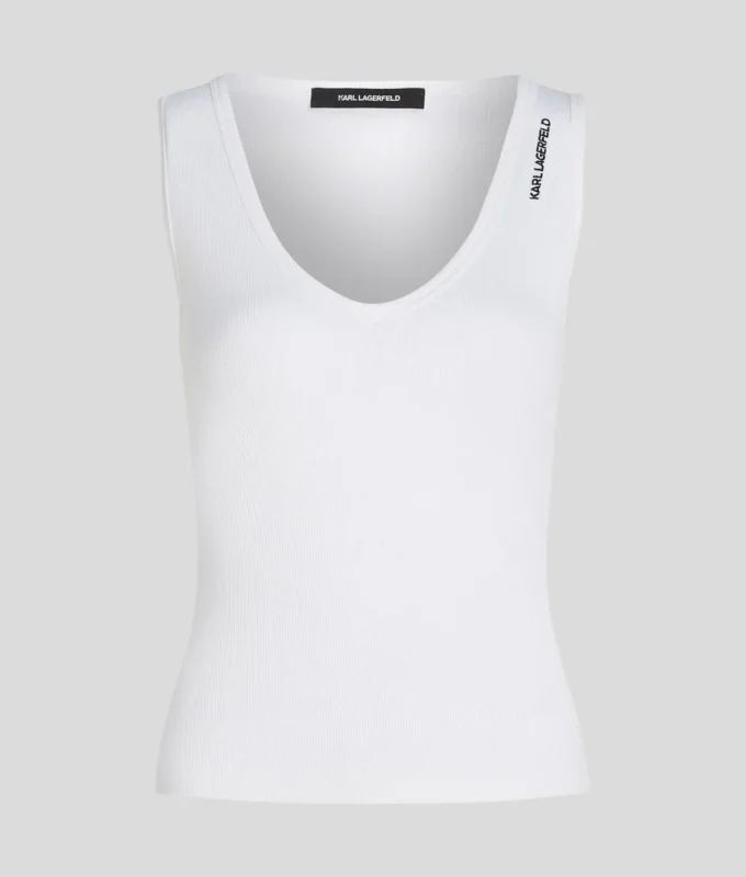 GERIFFELTES TANKTOP MIT V-AUSSCHNITT