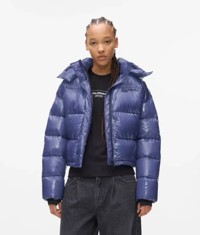Glänzende, kastenförmige Daunenjacke Glänzende, kastenförmige Daunenjacke