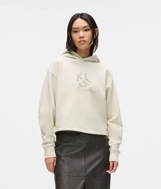 Hoodie mit Monogramm-Nieten