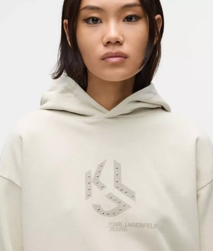 Hoodie mit Monogramm-Nieten
