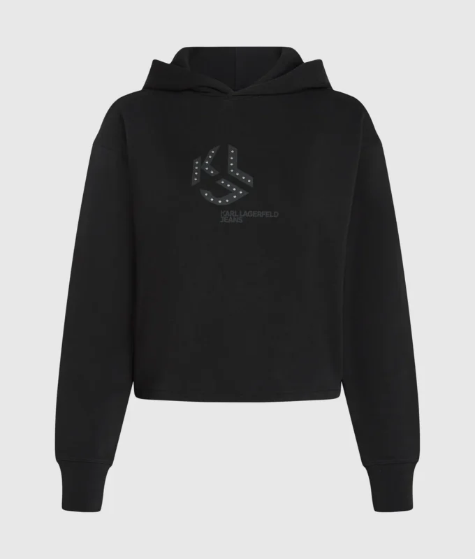 Hoodie mit Monogramm-Nieten