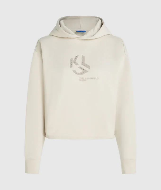Hoodie mit Monogramm-Nieten