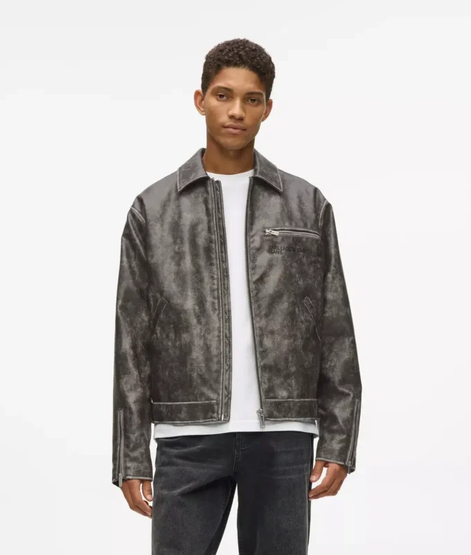 Jacke aus Kunstleder im Used-Look Jacke aus Kunstleder im Used-Look