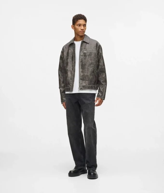 Jacke aus Kunstleder im Used-Look Jacke aus Kunstleder im Used-Look
