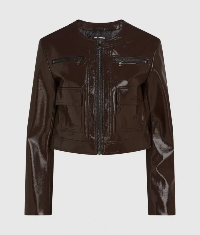 Jacke aus Kunstleder mit Glanzfinish
