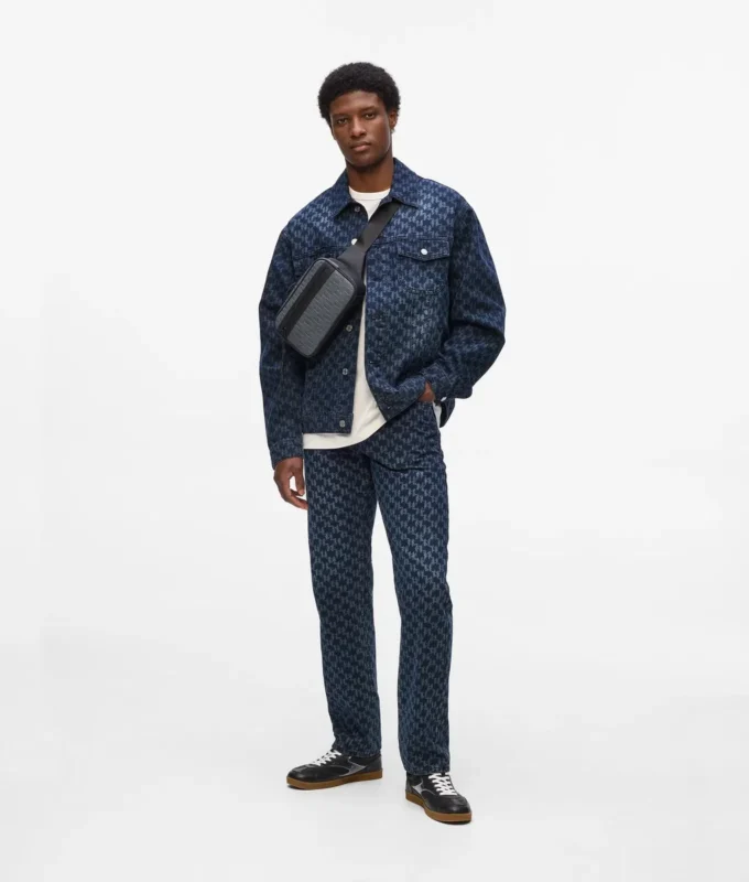 Denimjacke mit durchgehendem Monogramm-Print