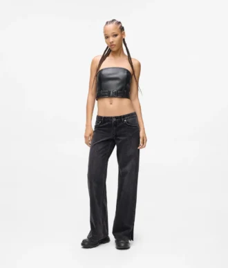 Jeans mit niedriger Leibhöhe und weitem Bein