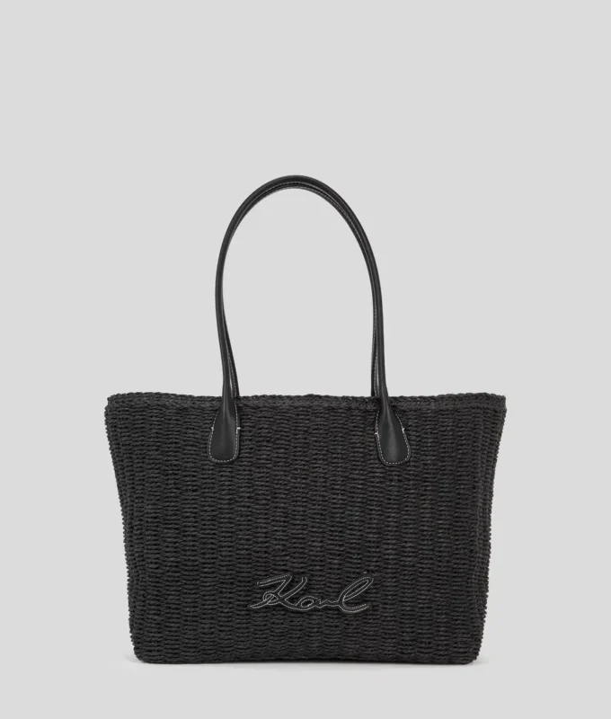 K/Signature kleine gewebte Strandtasche K/Signature kleine gewebte Strandtasche