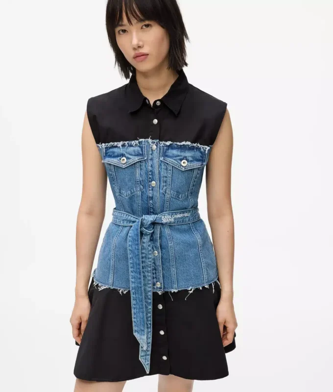 Kleid mit Denim-Oberteil Kleid mit Denim-Oberteil