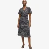 Kleid mit V-Ausschnitt und Fächerprint Kleid mit V-Ausschnitt und Fächerprint