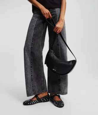 KLJ BOX LOGO SOFT HALF-MOON SHOULDER BAG