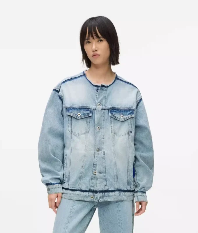 Kragenlose Jeansjacke