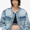 Kragenlose Jeansjacke