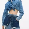 Lagenlook-Jeans mit hoher Taille und geradem Schnitt Lagenlook-Jeans mit hoher Taille und geradem Schnitt