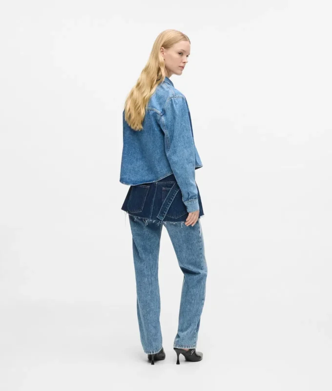 Lagenlook-Jeans mit hoher Taille und geradem Schnitt Lagenlook-Jeans mit hoher Taille und geradem Schnitt