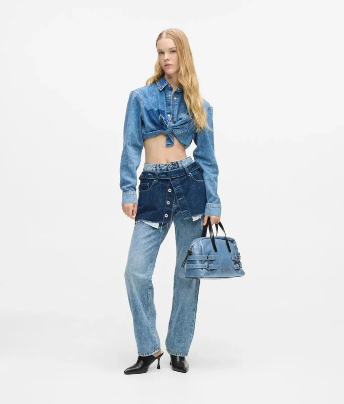 Lagenlook-Jeans mit hoher Taille und geradem Schnitt Lagenlook-Jeans mit hoher Taille und geradem Schnitt