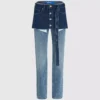 Lagenlook-Jeans mit hoher Taille und geradem Schnitt Lagenlook-Jeans mit hoher Taille und geradem Schnitt