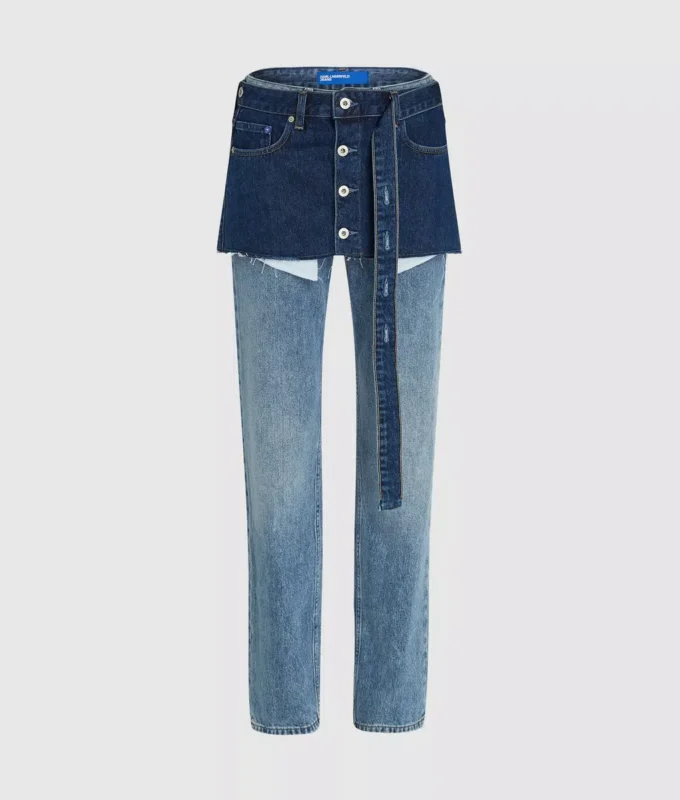 Lagenlook-Jeans mit hoher Taille und geradem Schnitt Lagenlook-Jeans mit hoher Taille und geradem Schnitt