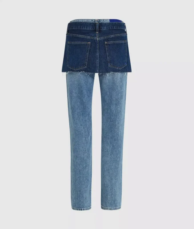 Lagenlook-Jeans mit hoher Taille und geradem Schnitt Lagenlook-Jeans mit hoher Taille und geradem Schnitt