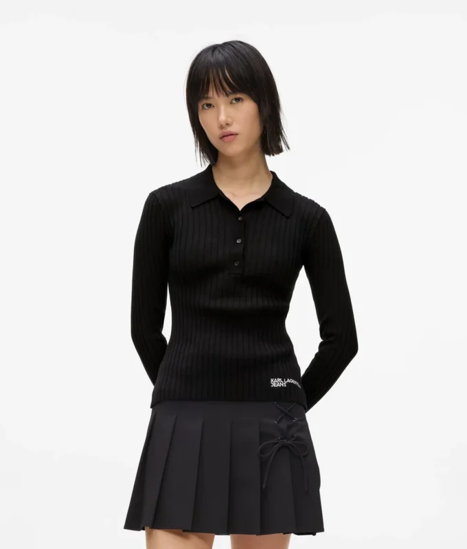 Langärmeliges Strick-Poloshirt Langärmeliges Strick-Poloshirt