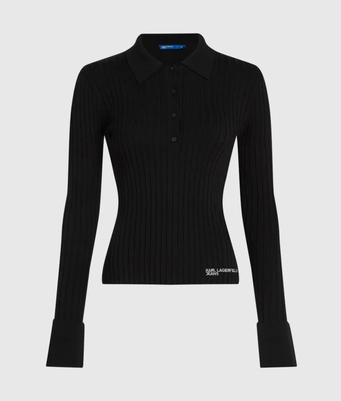 Langärmeliges Strick-Poloshirt Langärmeliges Strick-Poloshirt