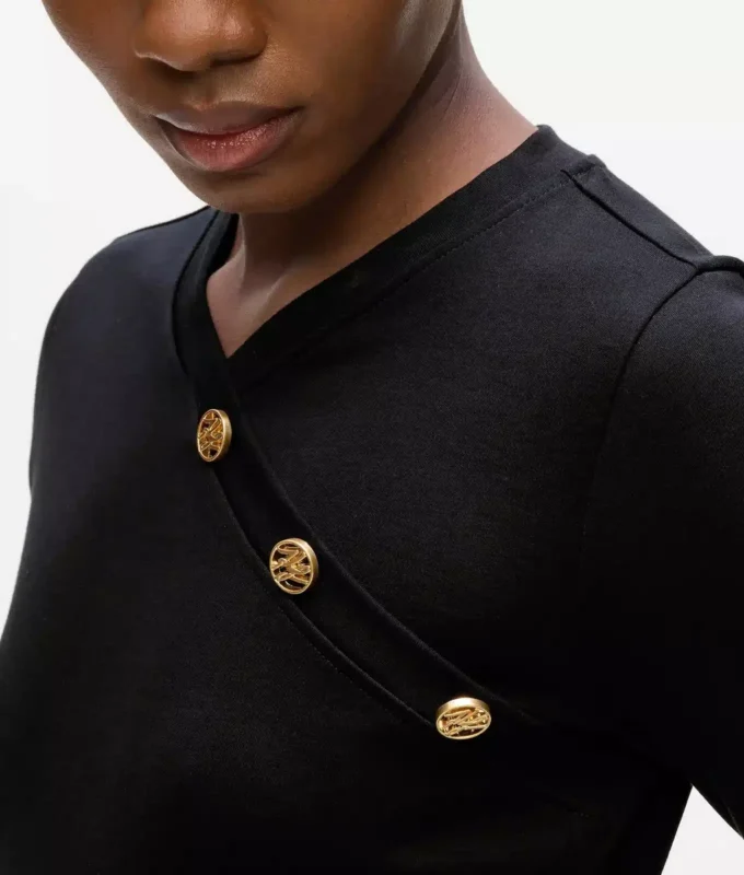 Langärmliges T-Shirt mit Knopfdetail Langärmliges T-Shirt mit Knopfdetail
