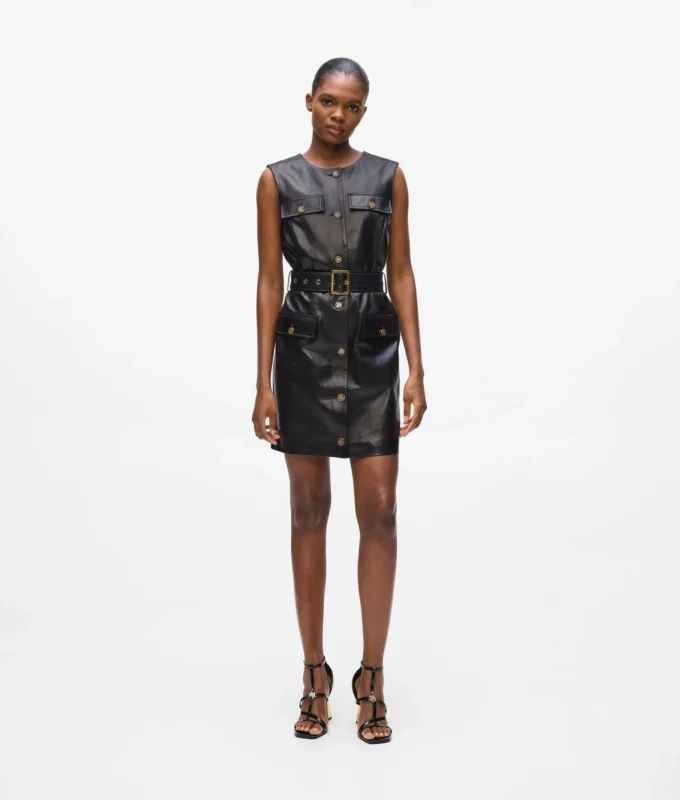 Lederkleid mit Knopfdetails Lederkleid mit Knopfdetails