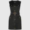 Lederkleid mit Knopfdetails Lederkleid mit Knopfdetails