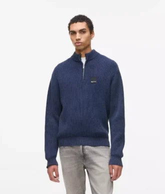 Locker sitzender Pullover mit halbem Reißverschluss