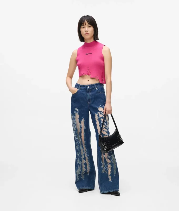 Lässige Jeans mit mittlerer Leibhöhe und Used-Look Lässige Jeans mit mittlerer Leibhöhe und Used-Look