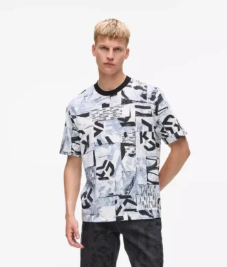 Lässiges T-Shirt mit durchgehendem Monogramm-Print